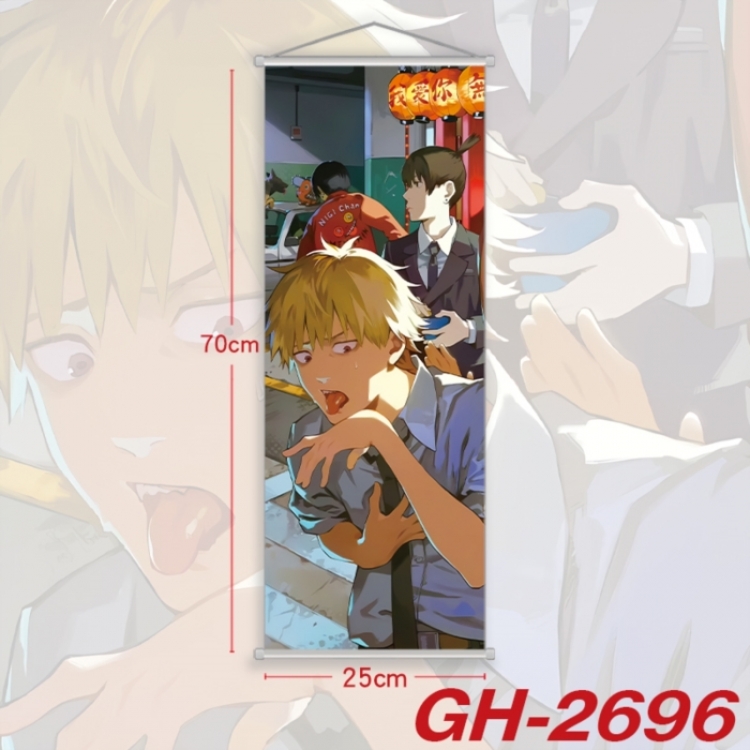 Chainsaw man Plastic Rod Cloth Small Hanging Canvas Painting Wall Scroll 25x70cm price for 5 pcs