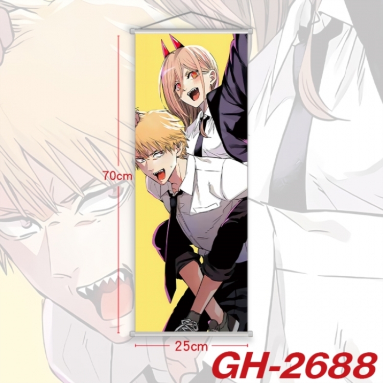 Chainsaw man Plastic Rod Cloth Small Hanging Canvas Painting Wall Scroll 25x70cm price for 5 pcs