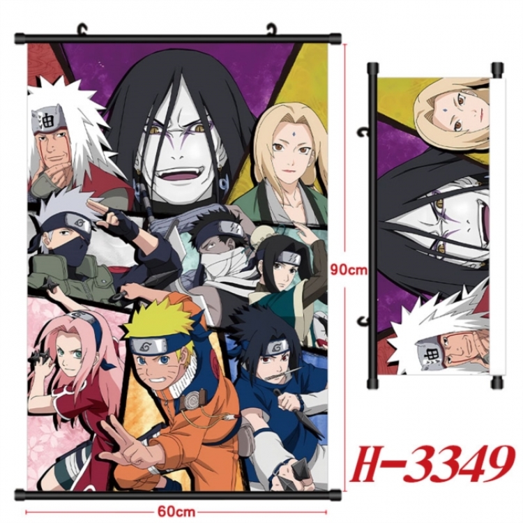 Naruto Anime Black Plastic Rod Canvas Painting Wall Scroll 60X90CM