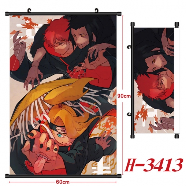 Naruto Anime Black Plastic Rod Canvas Painting Wall Scroll 60X90CM