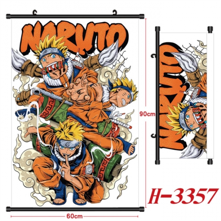 Naruto Anime Black Plastic Rod Canvas Painting Wall Scroll 60X90CM