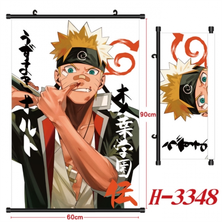 Naruto Anime Black Plastic Rod Canvas Painting Wall Scroll 60X90CM
