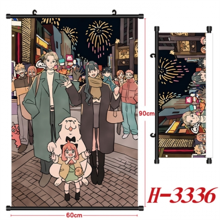 SPY×FAMILY Anime Black Plastic Rod Canvas Painting Wall Scroll 60X90CM