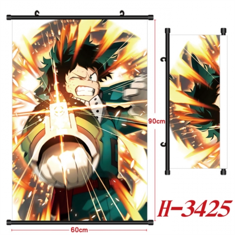 My Hero Academia Anime Black Plastic Rod Canvas Painting Wall Scroll 60X90CM