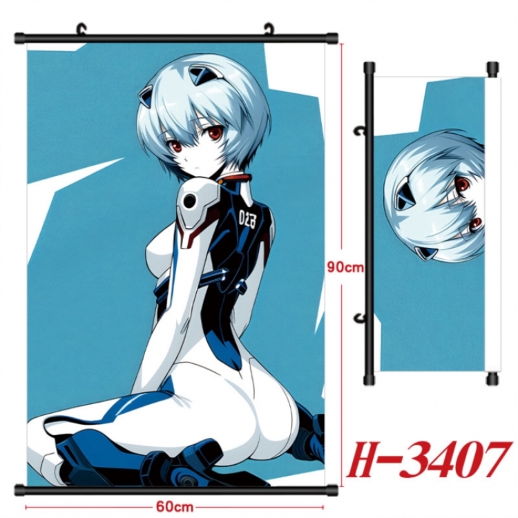 EVA Anime Black Plastic Rod Canvas Painting Wall Scroll 60X90CM