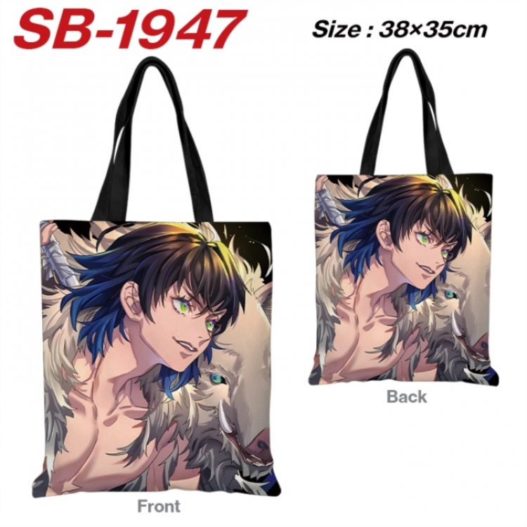 Demon Slayer Kimets Anime Canvas Handheld Shoulder Bag Handbag Shopping Bag 38X35CM