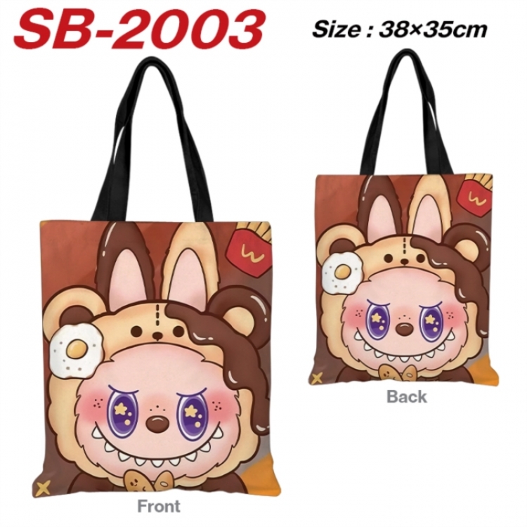 LABUBU Anime Canvas Handheld Shoulder Bag Handbag Shopping Bag 38X35CM