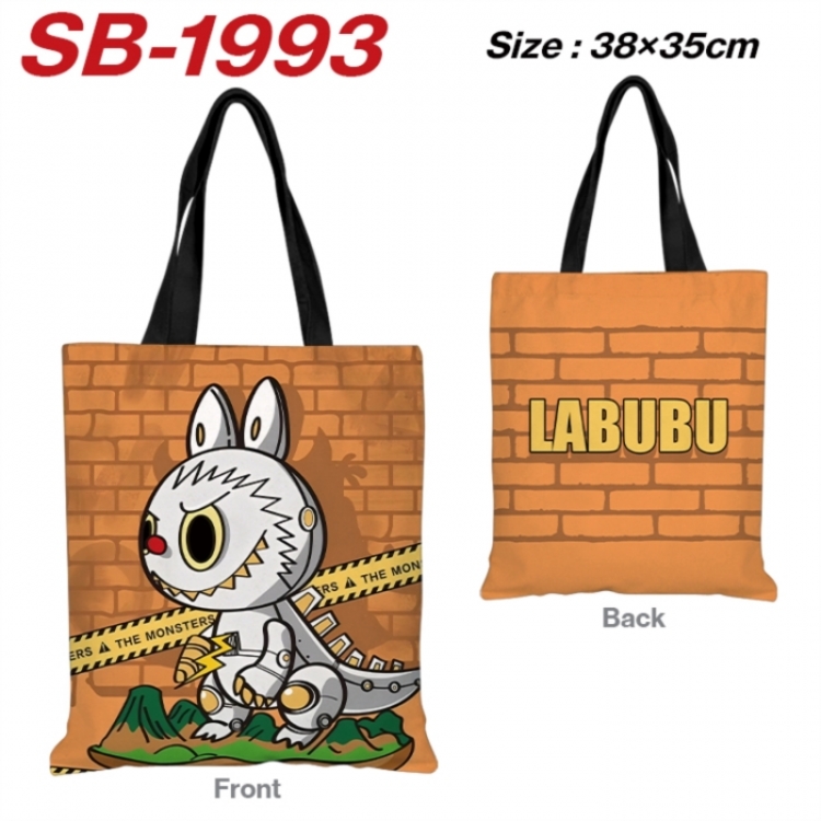 LABUBU Anime Canvas Handheld Shoulder Bag Handbag Shopping Bag 38X35CM