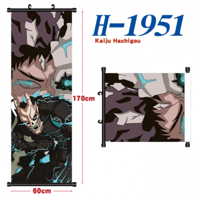 KAIJU NUMBER EIGHT Black plastic rod cloth hanging canvas painting Wall Scroll 60x170cm