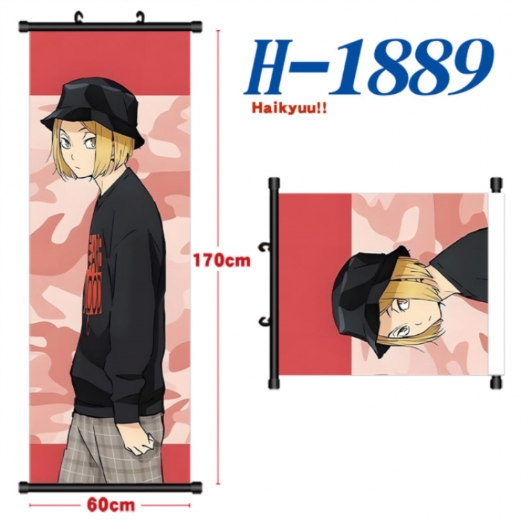 Haikyuu!! Black plastic rod cloth hanging canvas painting Wall Scroll 60x170cm