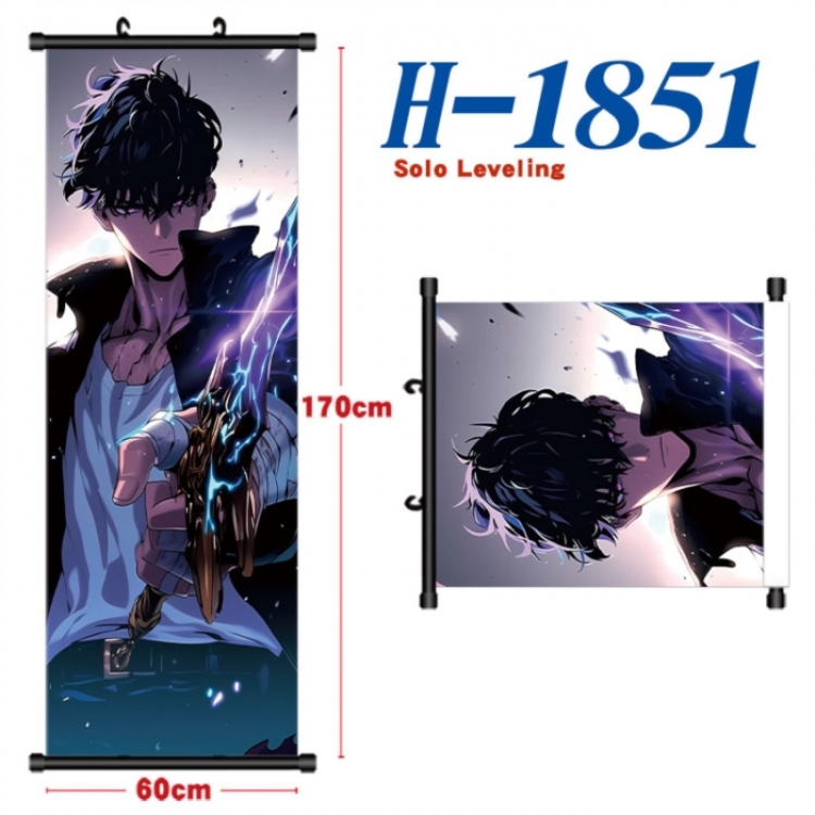 Solo Leveling:Arise Black plastic rod cloth hanging canvas painting Wall Scroll 60x170cm