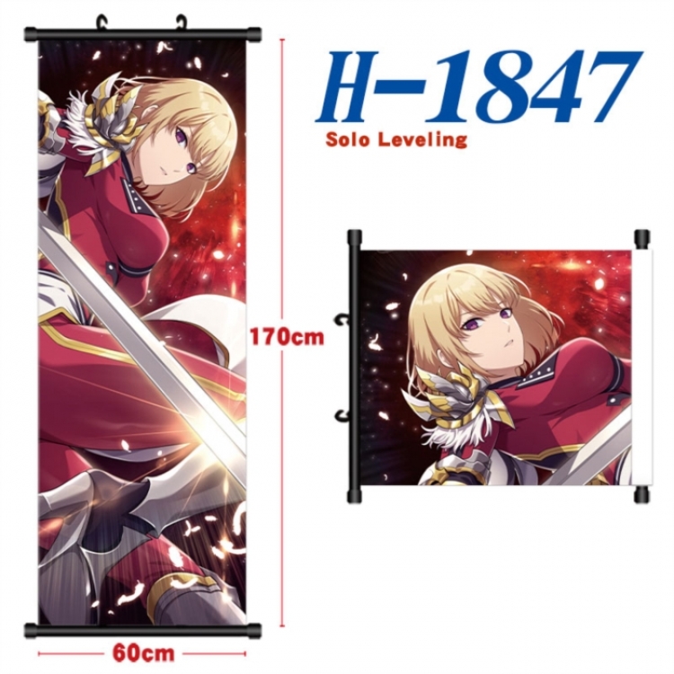 Solo Leveling:Arise Black plastic rod cloth hanging canvas painting Wall Scroll 60x170cm
