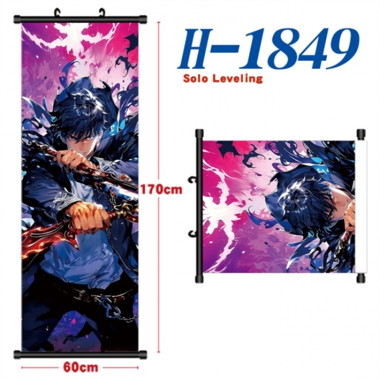 Solo Leveling:Arise Black plastic rod cloth hanging canvas painting Wall Scroll 60x170cm