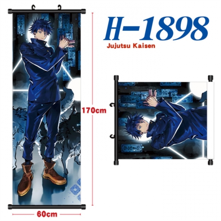 Jujutsu Kaisen Black plastic rod cloth hanging canvas painting Wall Scroll 60x170cm