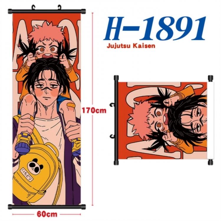 Jujutsu Kaisen Black plastic rod cloth hanging canvas painting Wall Scroll 60x170cm