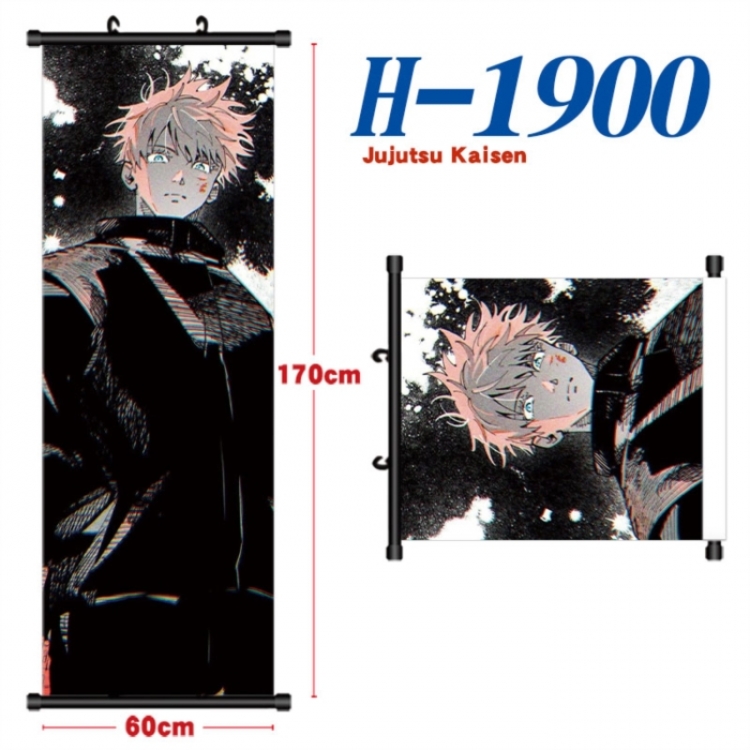 Jujutsu Kaisen Black plastic rod cloth hanging canvas painting Wall Scroll 60x170cm