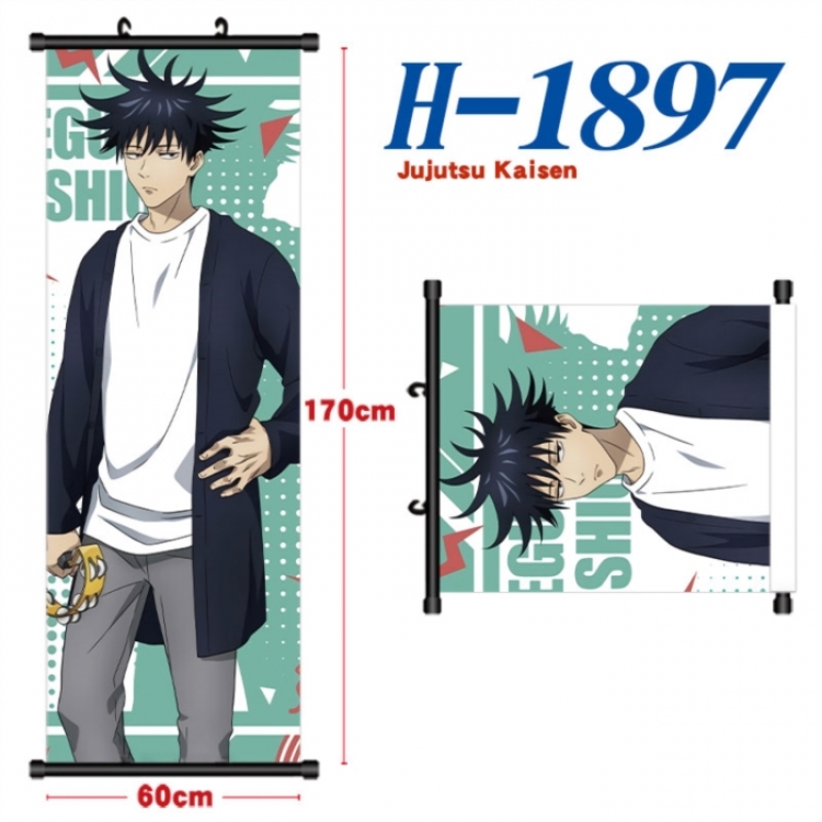 Jujutsu Kaisen Black plastic rod cloth hanging canvas painting Wall Scroll 60x170cm