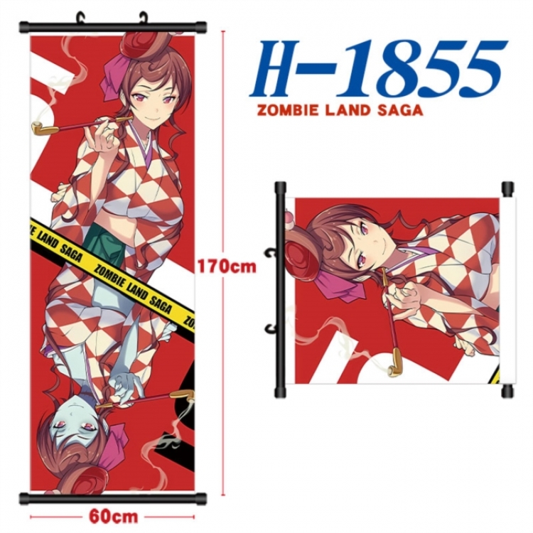 ZombieLandSaga Black plastic rod cloth hanging canvas painting Wall Scroll 60x170cm