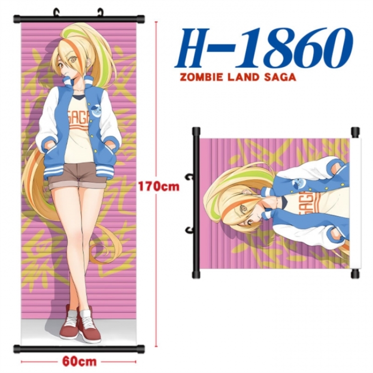 ZombieLandSaga Black plastic rod cloth hanging canvas painting Wall Scroll 60x170cm