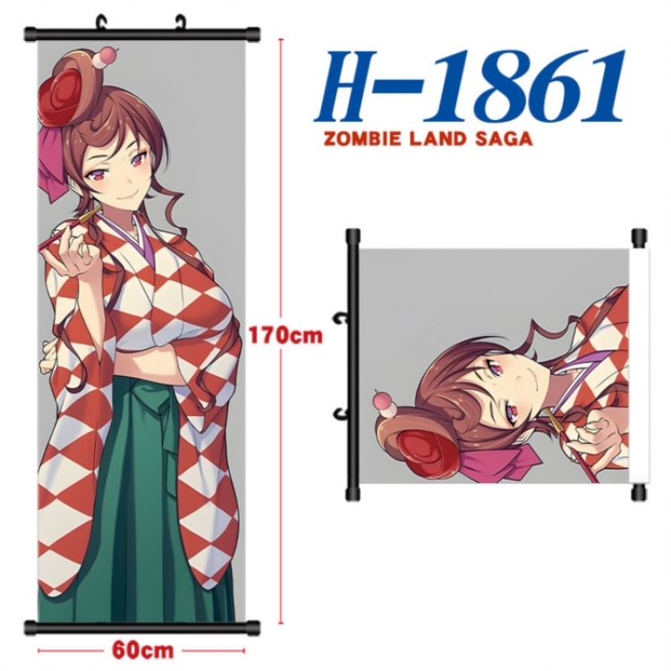 ZombieLandSaga Black plastic rod cloth hanging canvas painting Wall Scroll 60x170cm