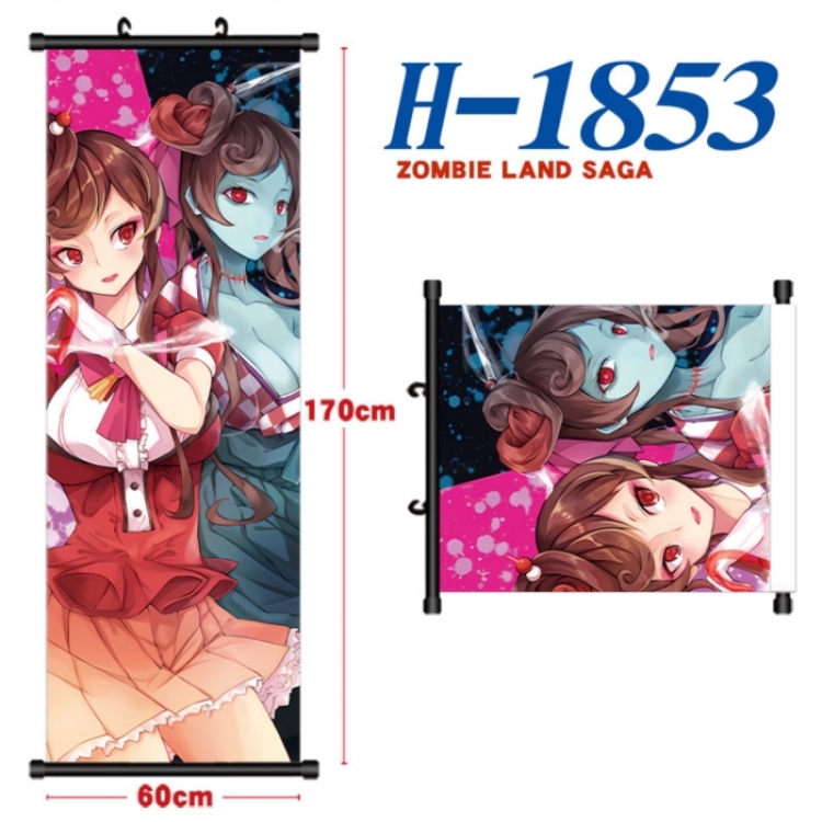 ZombieLandSaga Black plastic rod cloth hanging canvas painting Wall Scroll 60x170cm