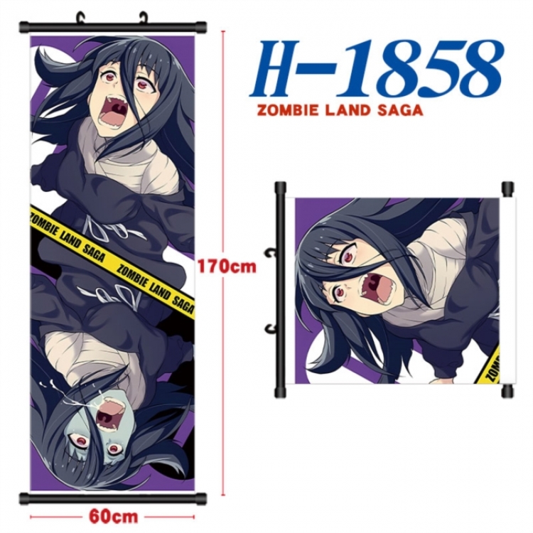 ZombieLandSaga Black plastic rod cloth hanging canvas painting Wall Scroll 60x170cm