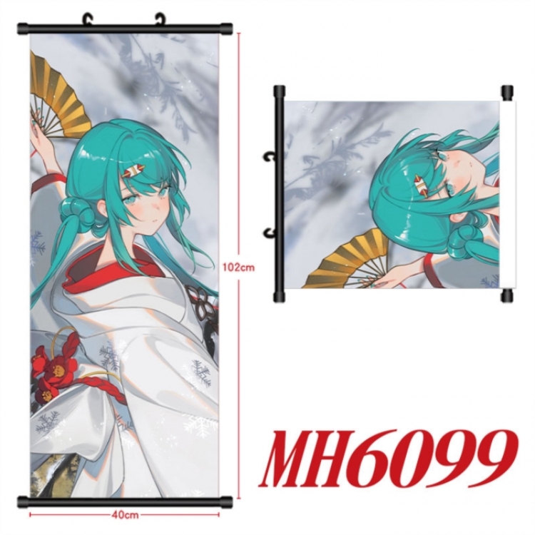 Hatsune Miku Anime black Plastic rod Cloth painting Wall Scroll 40X102CM