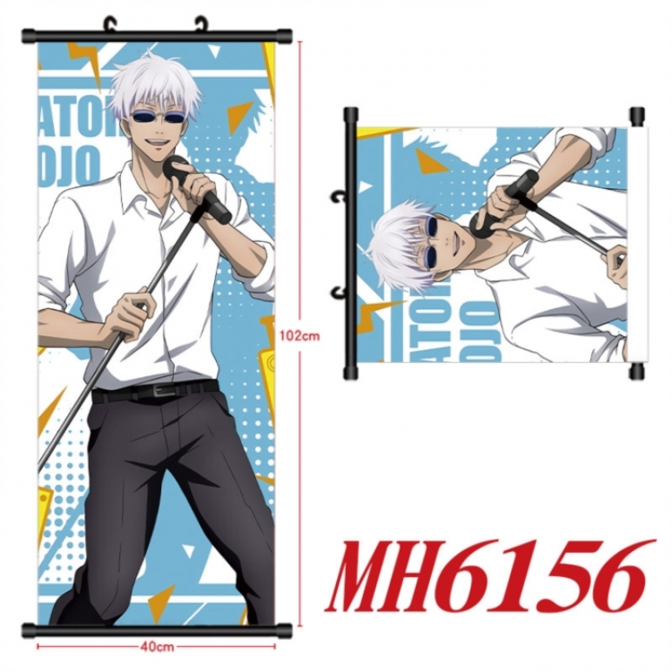 Jujutsu Kaisen Anime black Plastic rod Cloth painting Wall Scroll 40X102CM