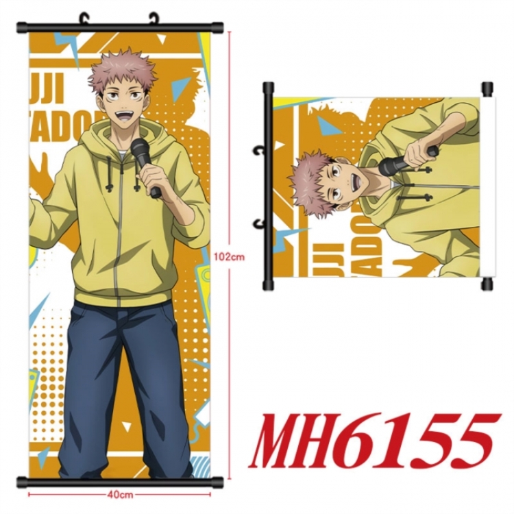 Jujutsu Kaisen Anime black Plastic rod Cloth painting Wall Scroll 40X102CM