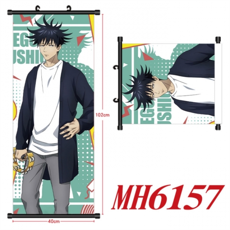 Jujutsu Kaisen Anime black Plastic rod Cloth painting Wall Scroll 40X102CM