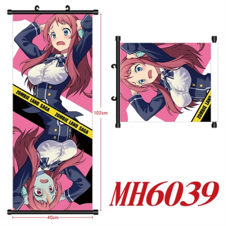 ZombieLandSaga  Anime black Plastic rod Cloth painting Wall Scroll 40X102CM