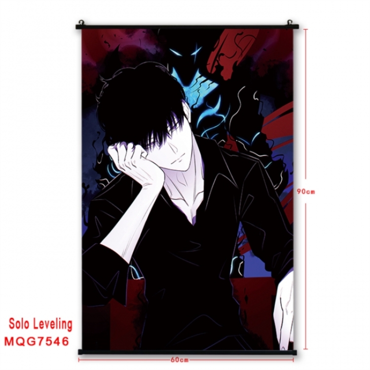 Solo Leveling:Arise Anime black Plastic rod Cloth painting Satin cloth Wall Scroll 60X90CM 