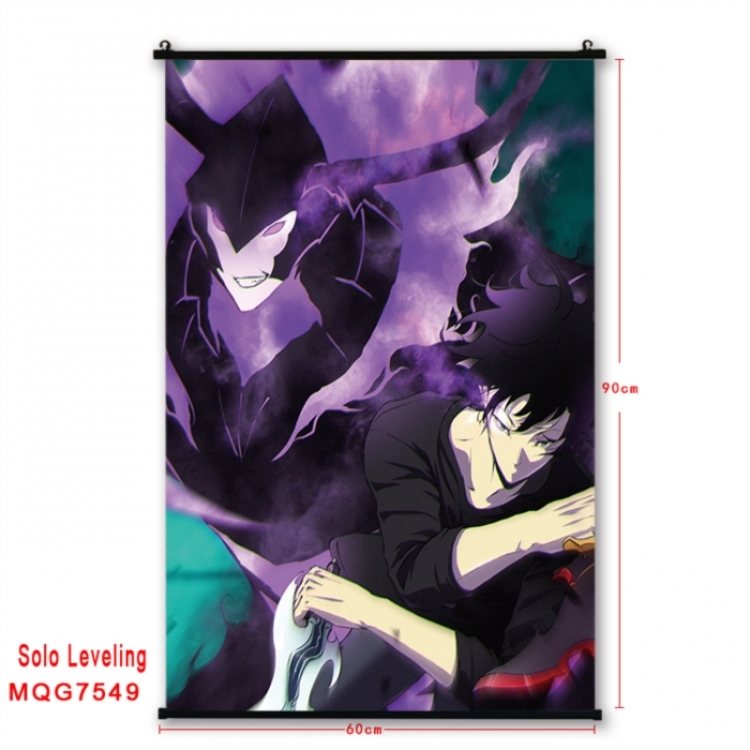 Solo Leveling:Arise Anime black Plastic rod Cloth painting Satin cloth Wall Scroll 60X90CM 