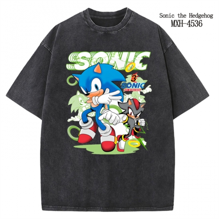 Sonic The Hedgehog Anime peripheral pure cotton washed and worn T-shirt from S to 2XL