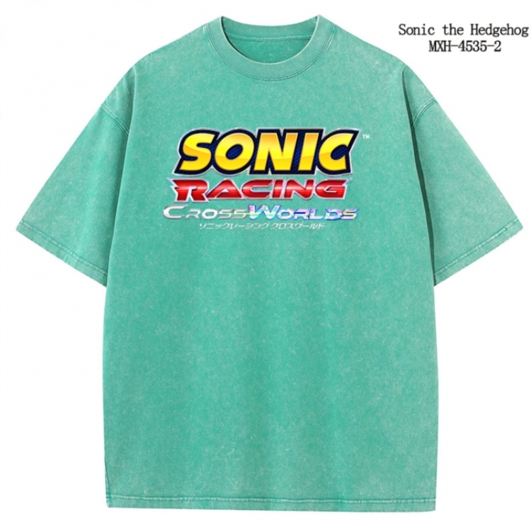 Sonic The Hedgehog Anime peripheral pure cotton washed and worn T-shirt from S to 2XL