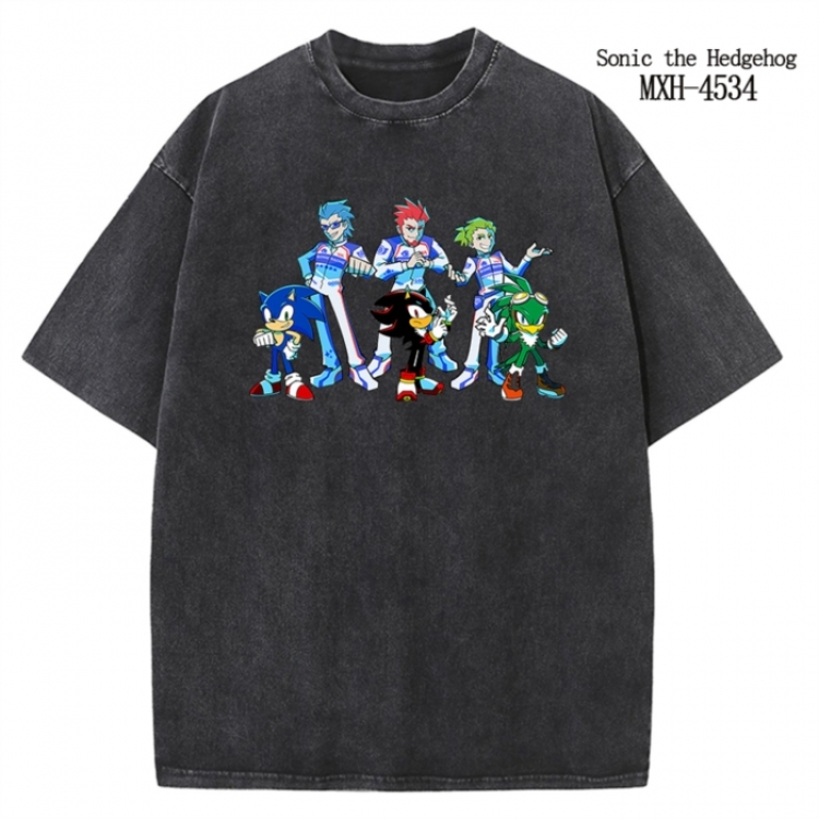 Sonic The Hedgehog Anime peripheral pure cotton washed and worn T-shirt from S to 2XL