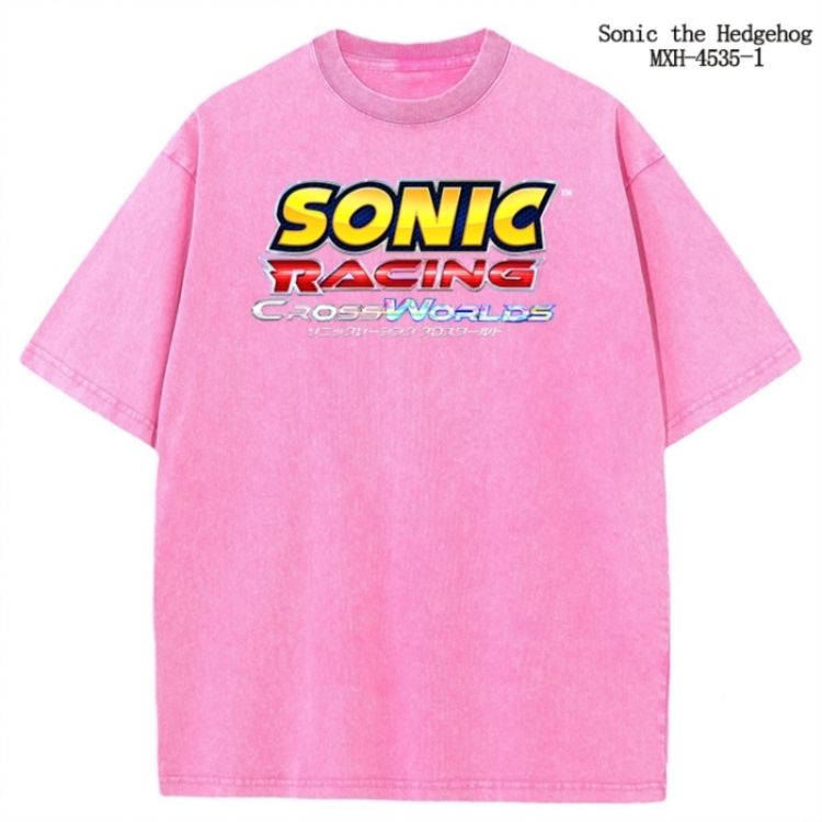 Sonic The Hedgehog Anime peripheral pure cotton washed and worn T-shirt from S to 2XL