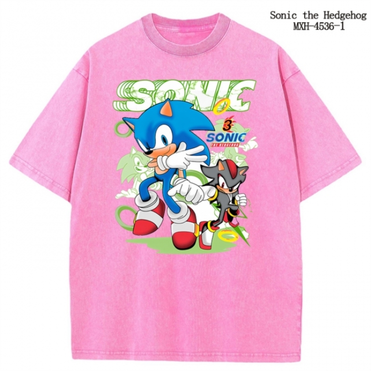 Sonic The Hedgehog Anime peripheral pure cotton washed and worn T-shirt from S to 2XL