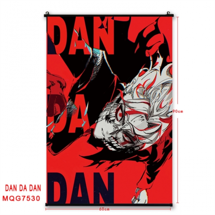 Dandadan Anime black Plastic rod Cloth painting Satin cloth Wall Scroll 60X90CM 
