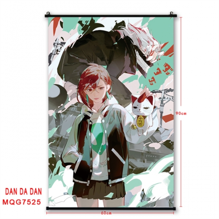 Dandadan Anime black Plastic rod Cloth painting Satin cloth Wall Scroll 60X90CM 