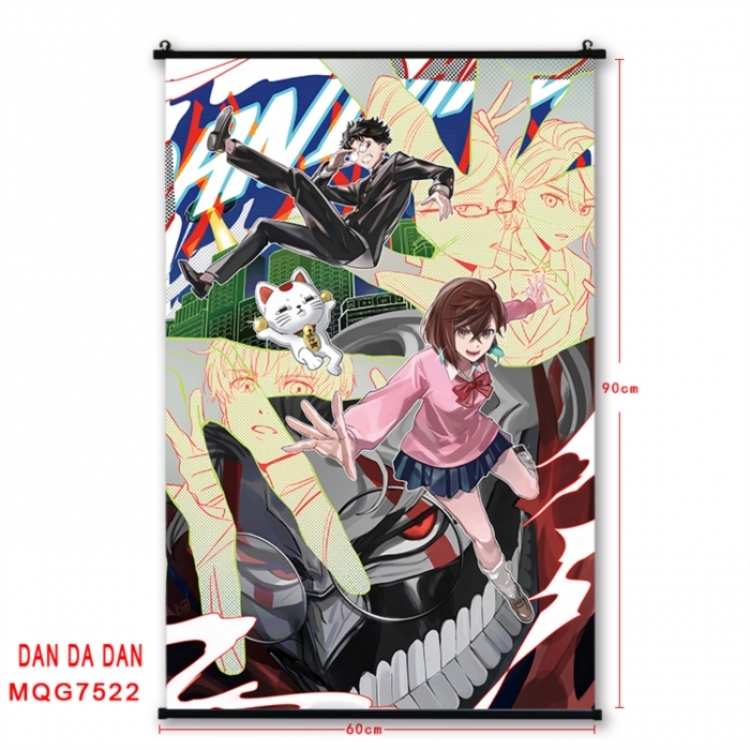 Dandadan Anime black Plastic rod Cloth painting Satin cloth Wall Scroll 60X90CM 