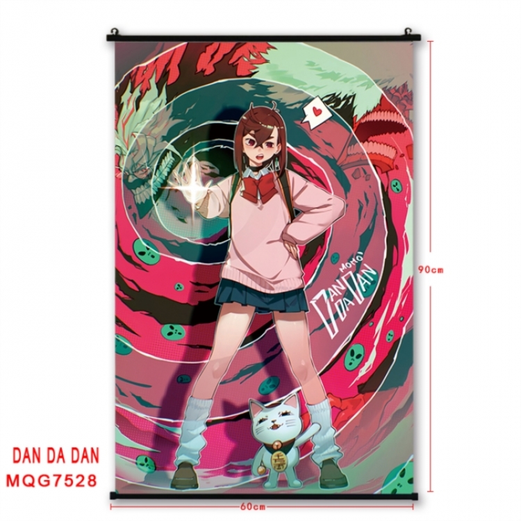 Dandadan Anime black Plastic rod Cloth painting Satin cloth Wall Scroll 60X90CM 