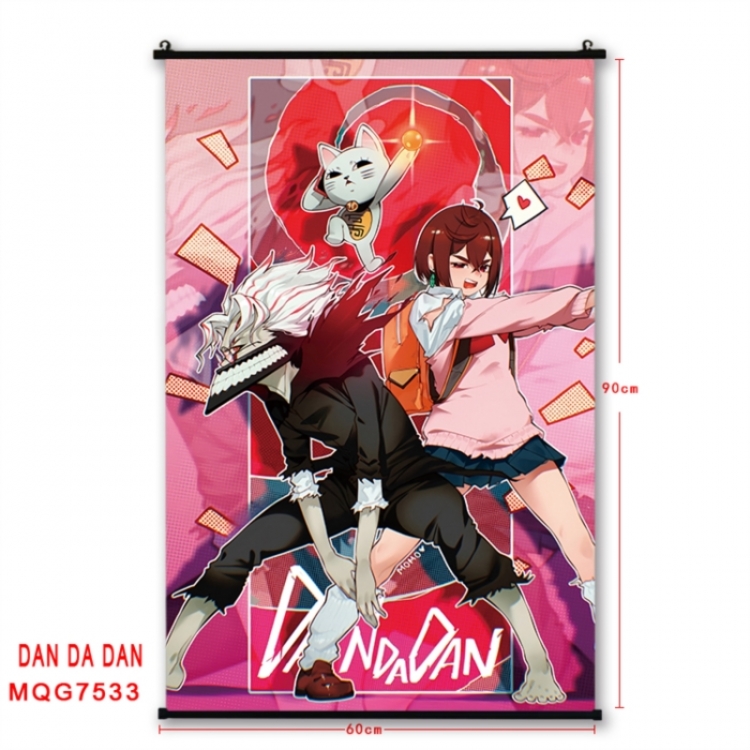 Dandadan Anime black Plastic rod Cloth painting Satin cloth Wall Scroll 60X90CM 