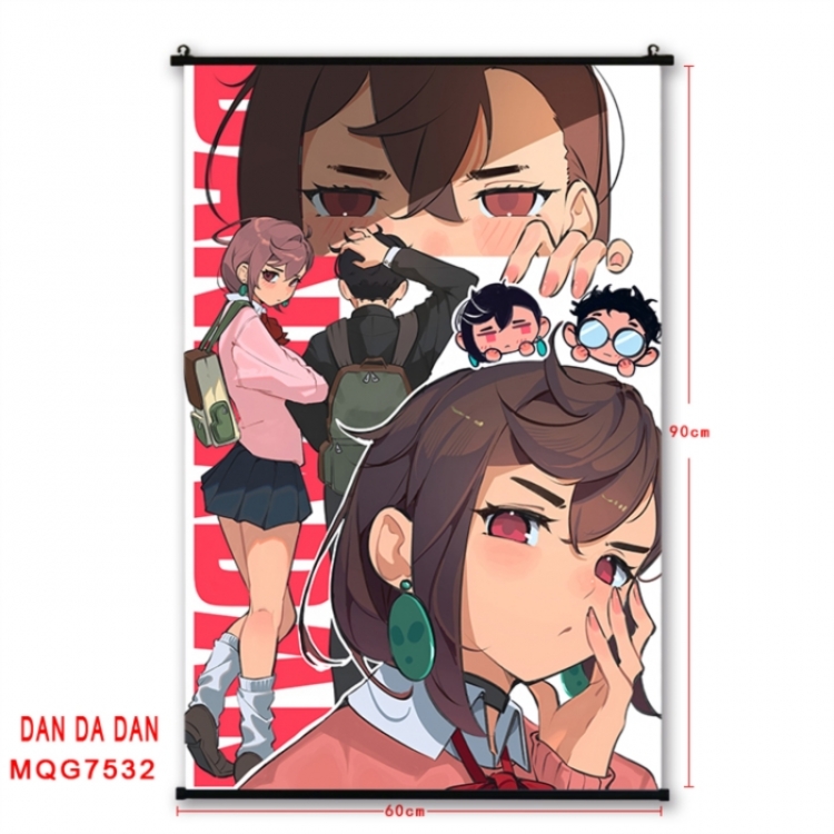 Dandadan Anime black Plastic rod Cloth painting Satin cloth Wall Scroll 60X90CM 
