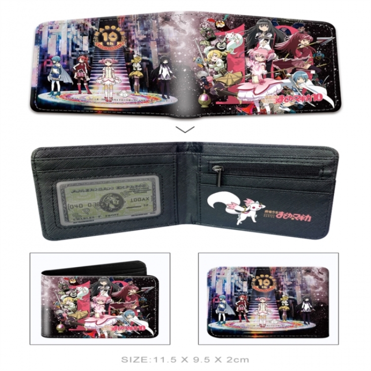 Magical Girl Madoka of the Magus 3D concave convex two fold short card wallet wallet wallet 11X9.5X2cm 65G