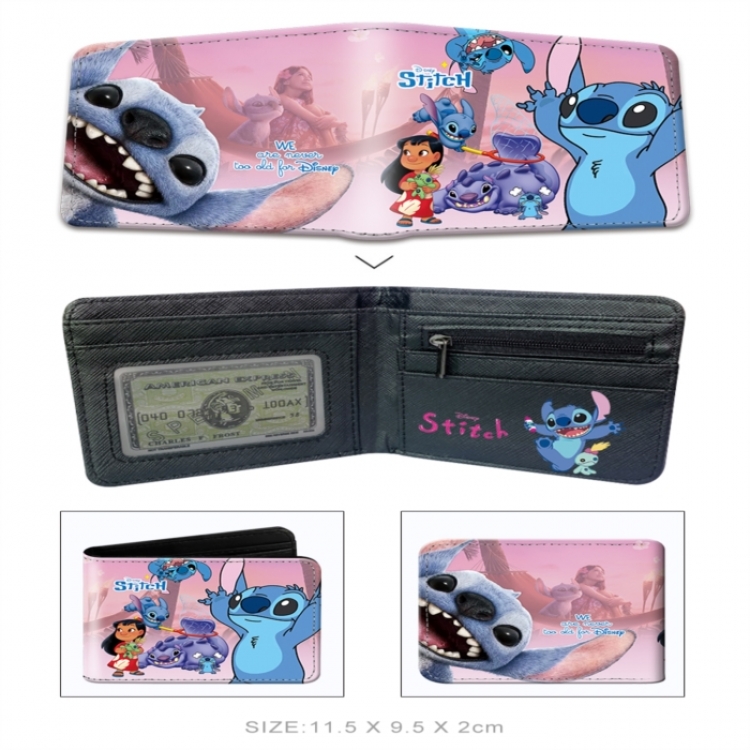 Lilo & Stitch 3D concave convex two fold short card wallet wallet wallet 11X9.5X2cm 65G