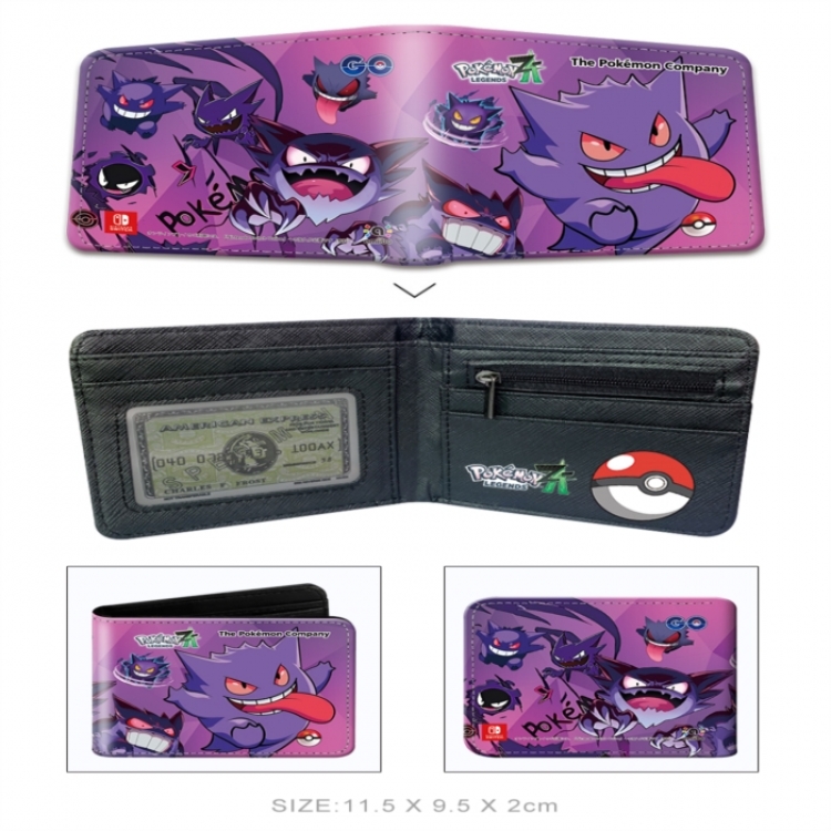 Pokemon 3D concave convex two fold short card wallet wallet wallet 11X9.5X2cm 65G