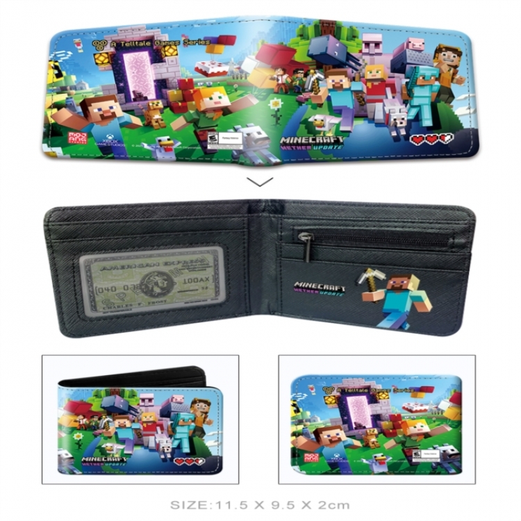 Minecraft 3D concave convex two fold short card wallet wallet wallet 11X9.5X2cm 65G