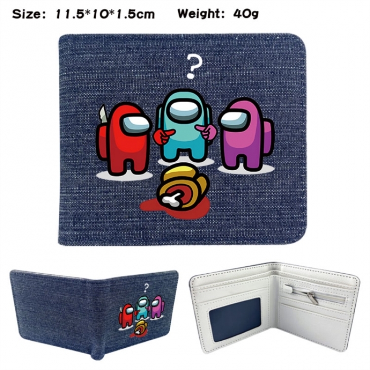 Among-us Anime denim folding full-color wallet 11.5X10X1.5CM 