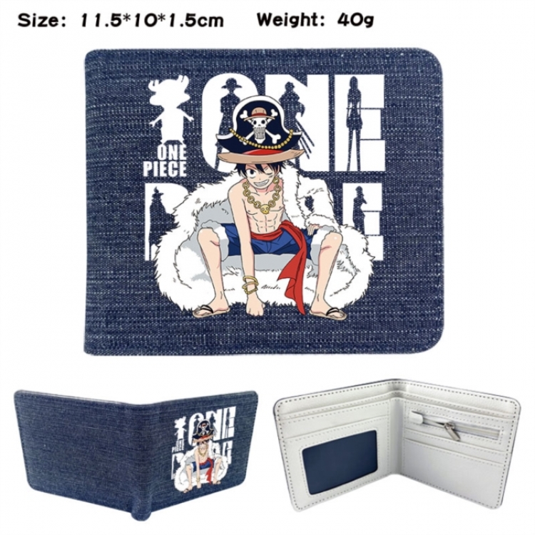 One Piece Anime denim folding full-color wallet 11.5X10X1.5CM 